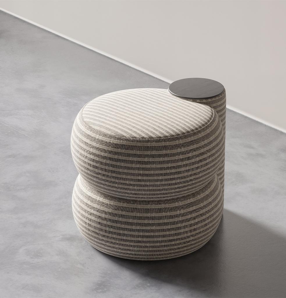 Turkish Shift Pouf Gray Fabric by Hermhaus For Sale