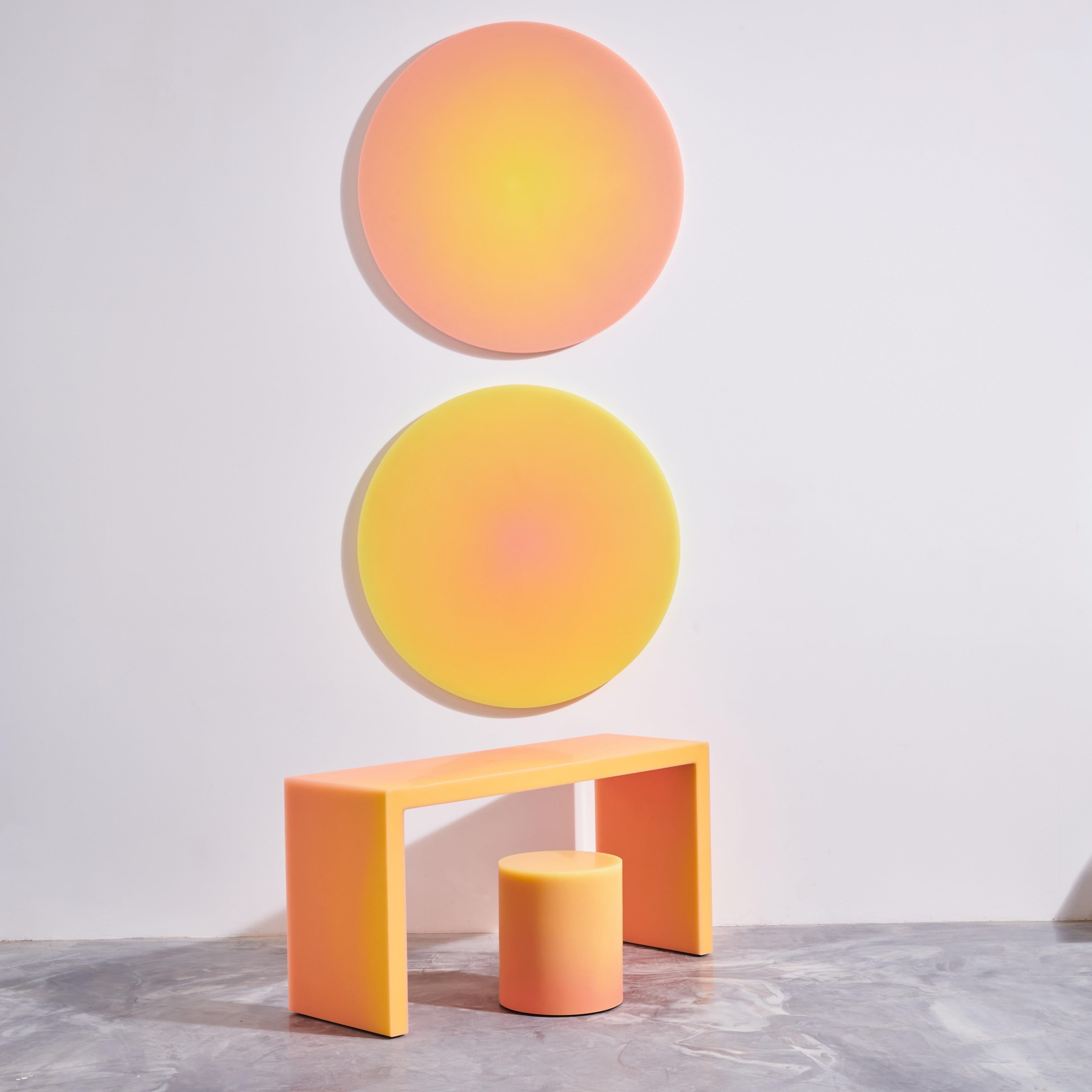 Shift Resin Stool/Side Table in Orange/Yellow by Facture, REP by Tuleste Factory In New Condition For Sale In New York, NY