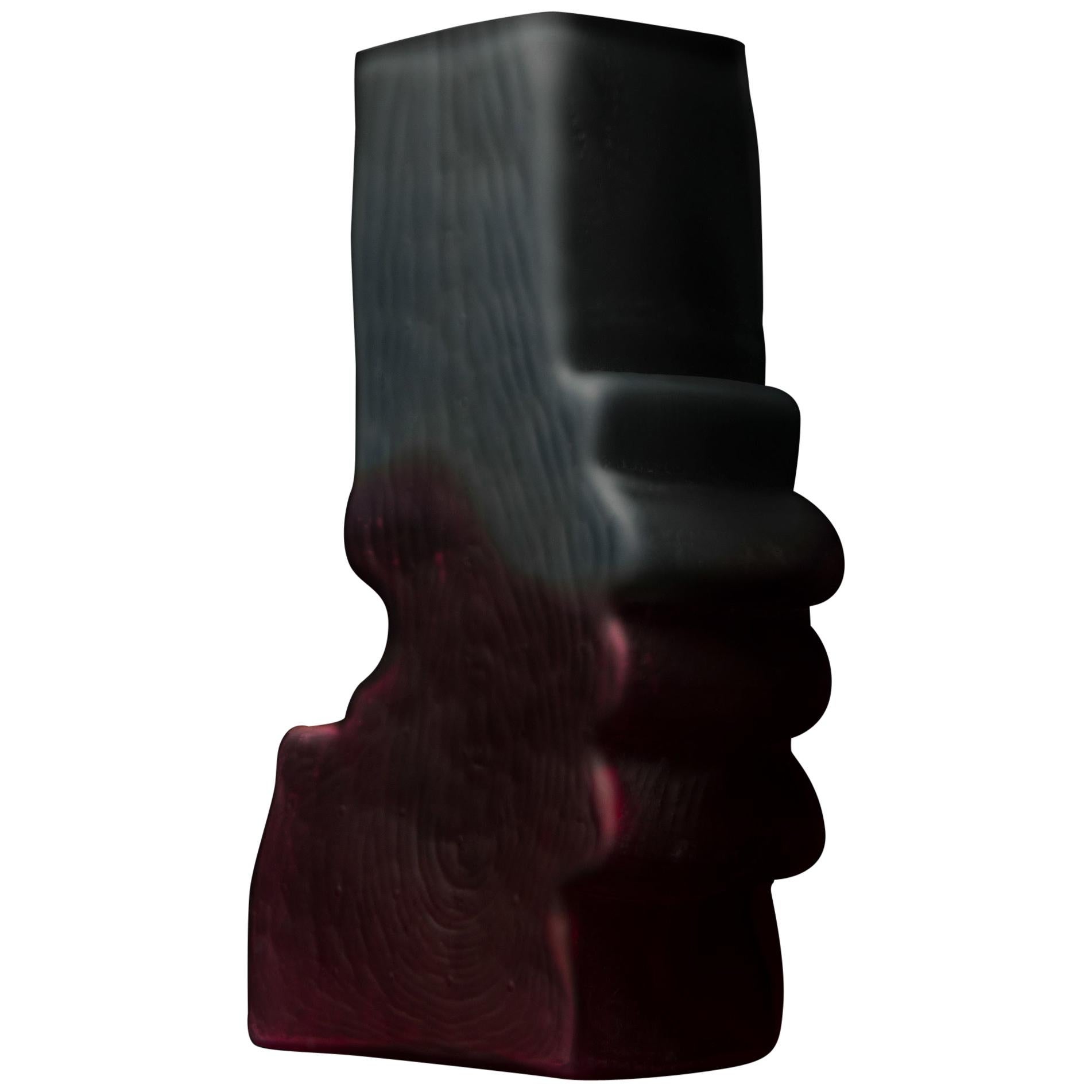 Shifting Shape Crimson and Black Vase For Sale