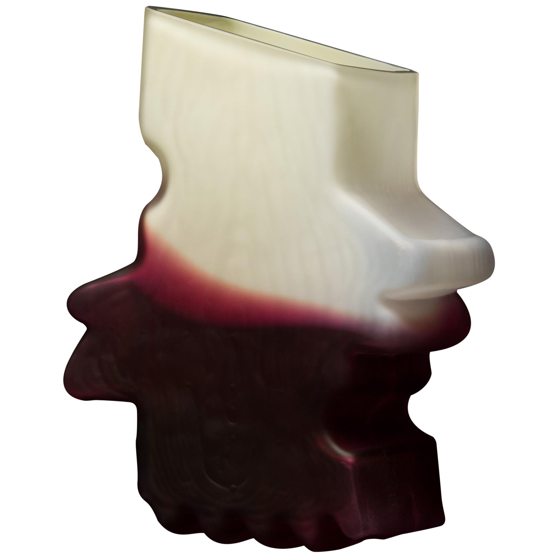 Shifting Shape Crimson and White Vase For Sale