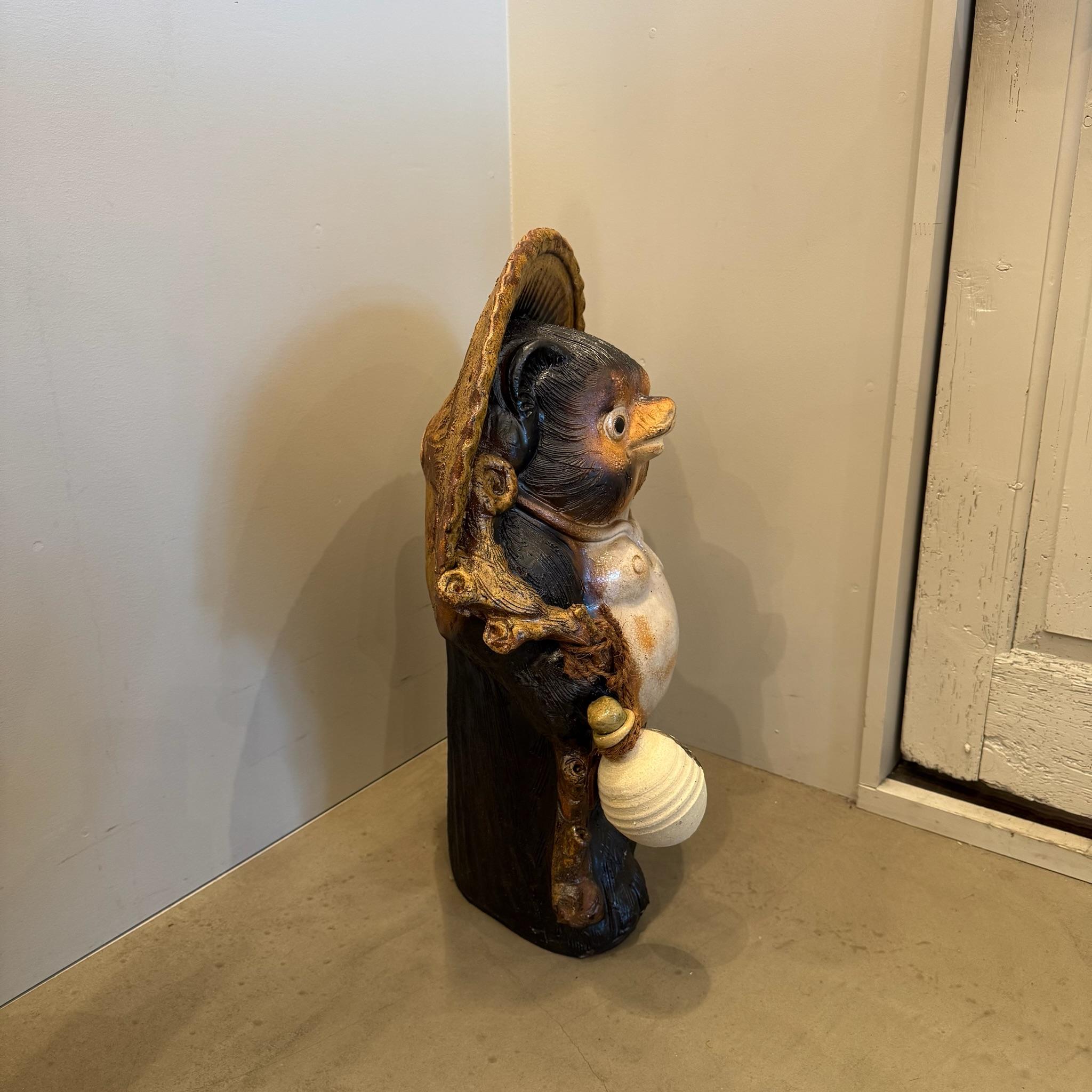 Hand-Crafted Shigaraki Tanuki 3 - A Charming Ceramic Symbol of Japanese Tradition, Good Fort For Sale