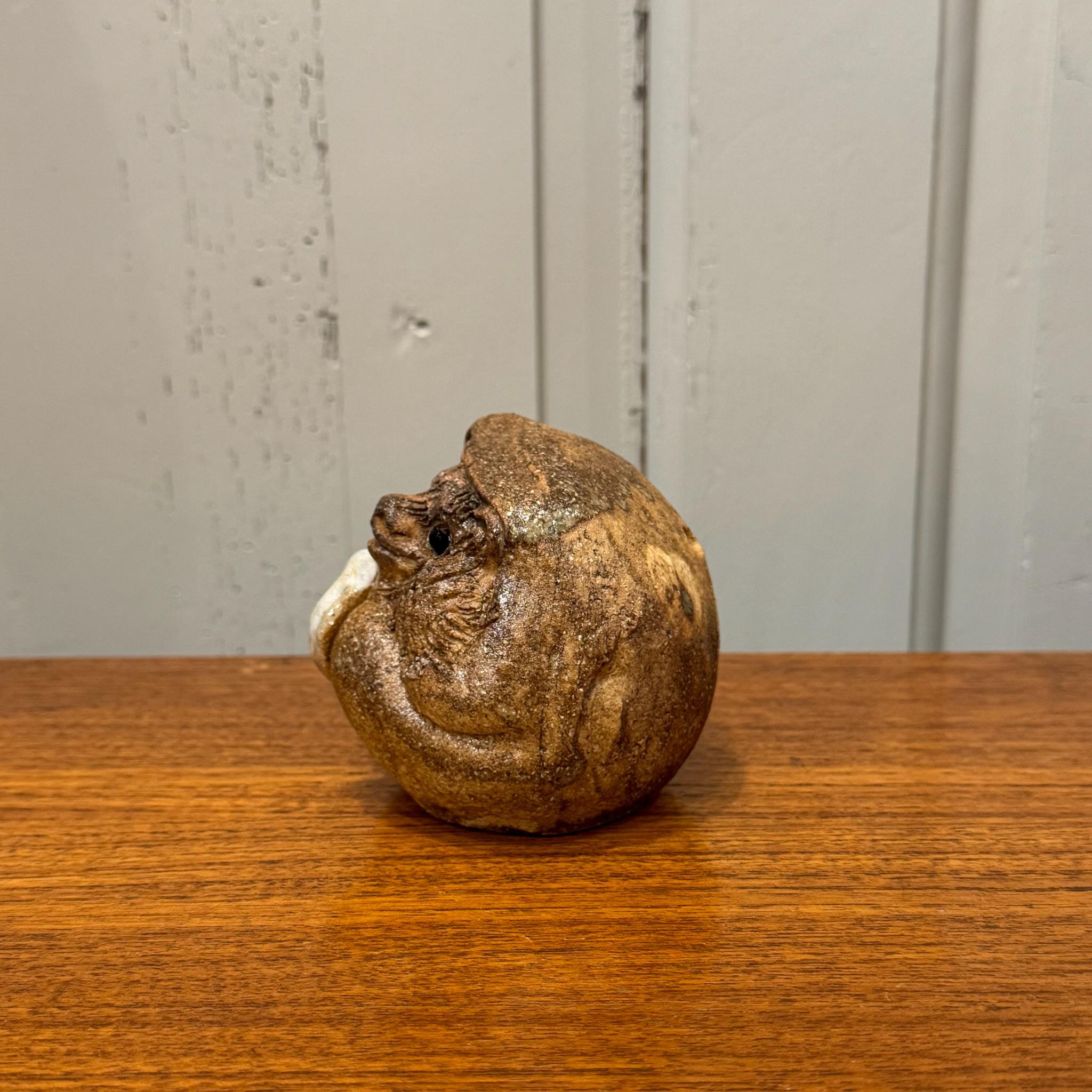 Hand-Crafted Shigaraki Tanuki - A Charming Ceramic Symbol of Japanese Tradition and Good Fort For Sale