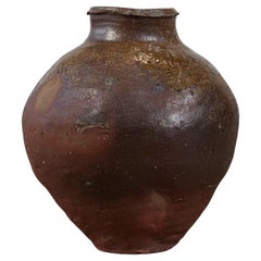 Antique Shigaraki Tsubo Stoneware Ceramic Vessel