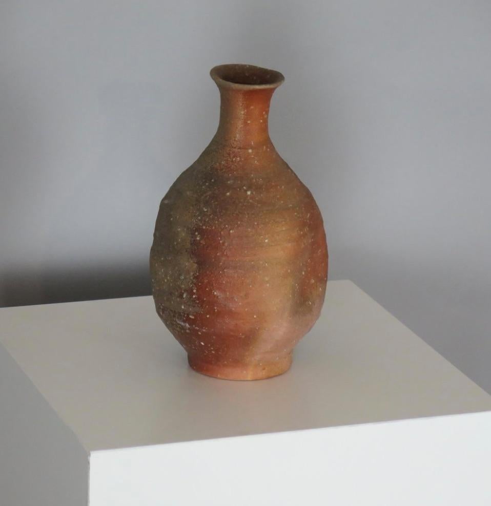 Japanese Shigaraki Yakishime Wood-Fire Vase For Sale