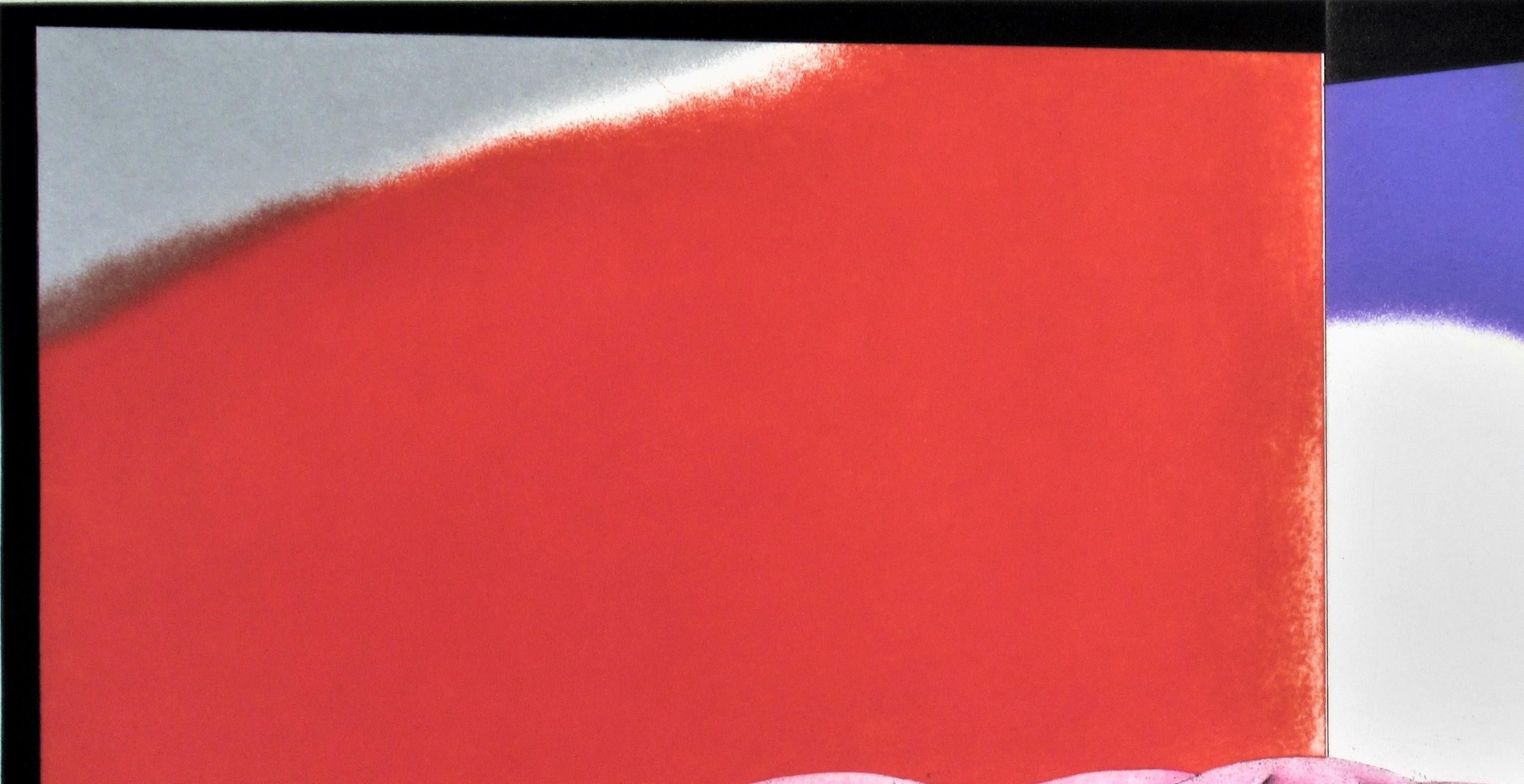 Künstler: Shigeki Kuroda  (Japaner, geb. 1943)
Titel: Rot Olent Rot
Jahr: um 1990
Medium: Radierung mit weichem Grund und Aquatinta
Papier: Nippon-Papier mit Wasserzeichen
Bildgröße (Plattenmarkierung): 14 x 23 Zoll
Blattgröße: 20,5 x 30