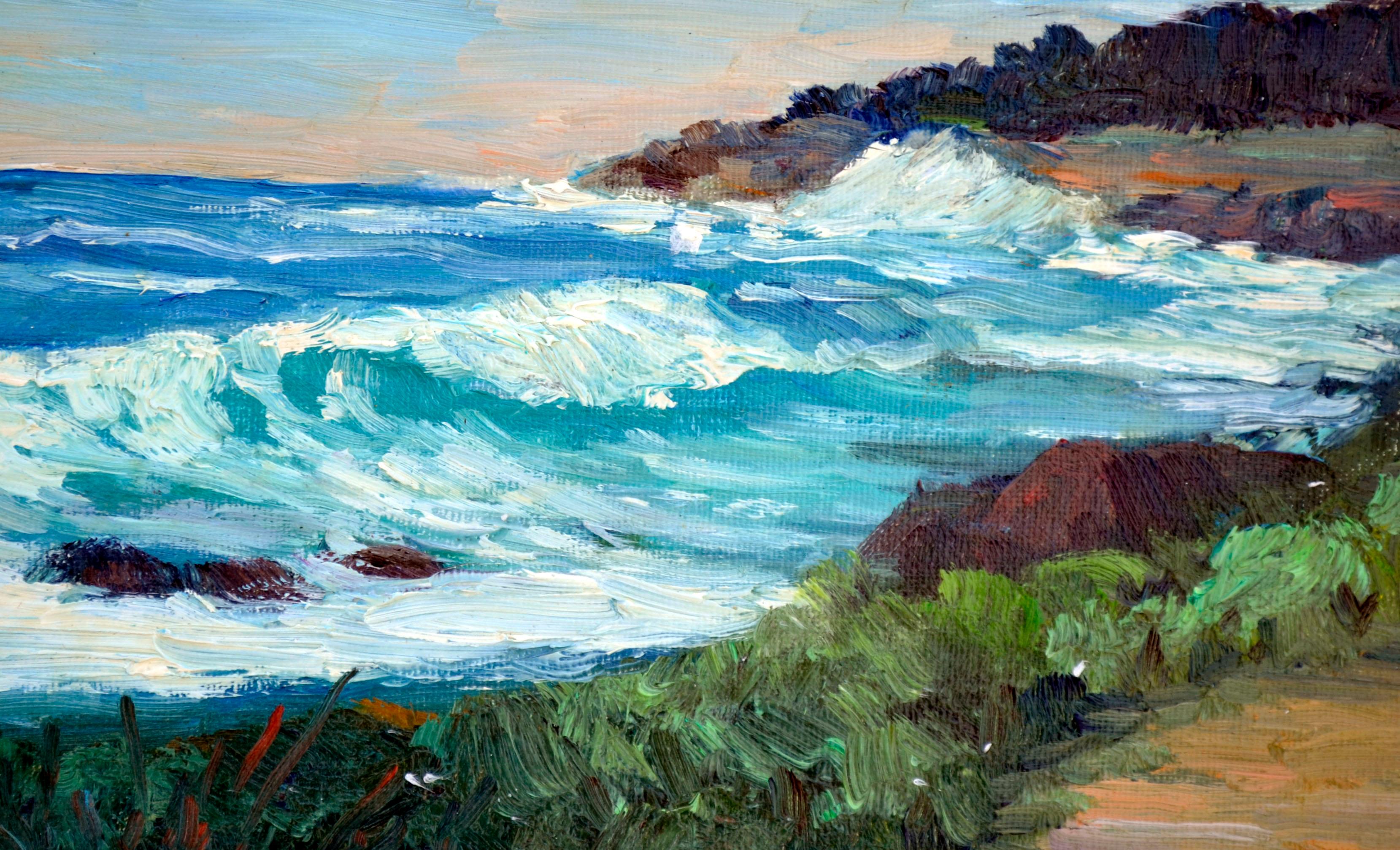 Point Lobos Coast - American Impressionist Painting by Shigeko Miles