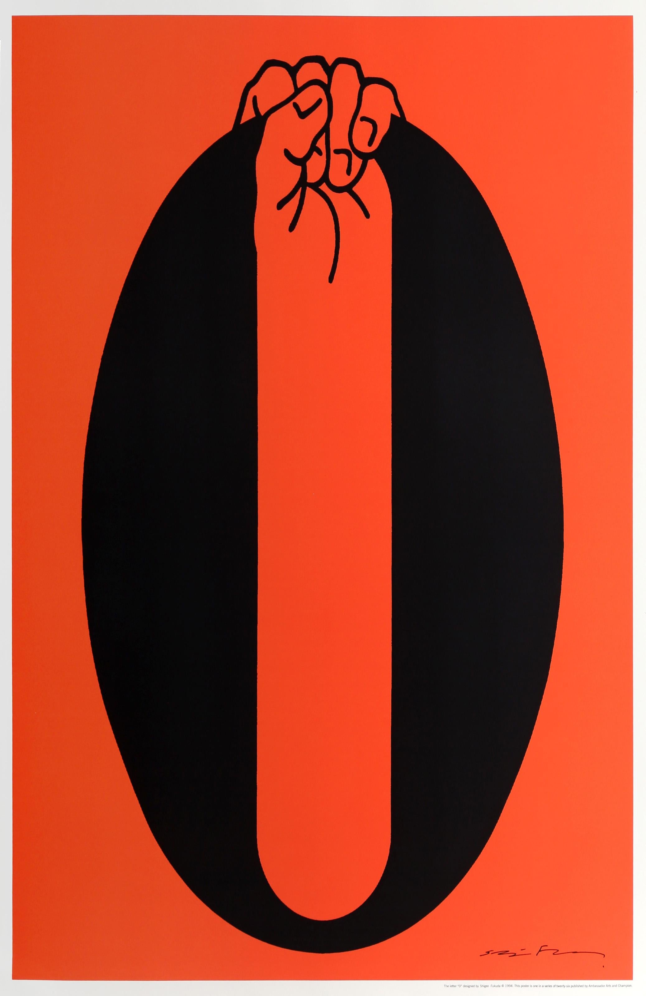 Shigeo Fukuda, Japaner (1932 - 2009) - Der Buchstabe O, Portfolio:  Das Alphabet-Portfolio, Jahr:  1994, Medium:  Siebdruck, Bildgröße:  33,5 x 22 Zoll, Größe:  35 x 23 in. (88,9 x 58,42 cm), Verlag:  Ambassador Arts and Champion, Beschreibung: 