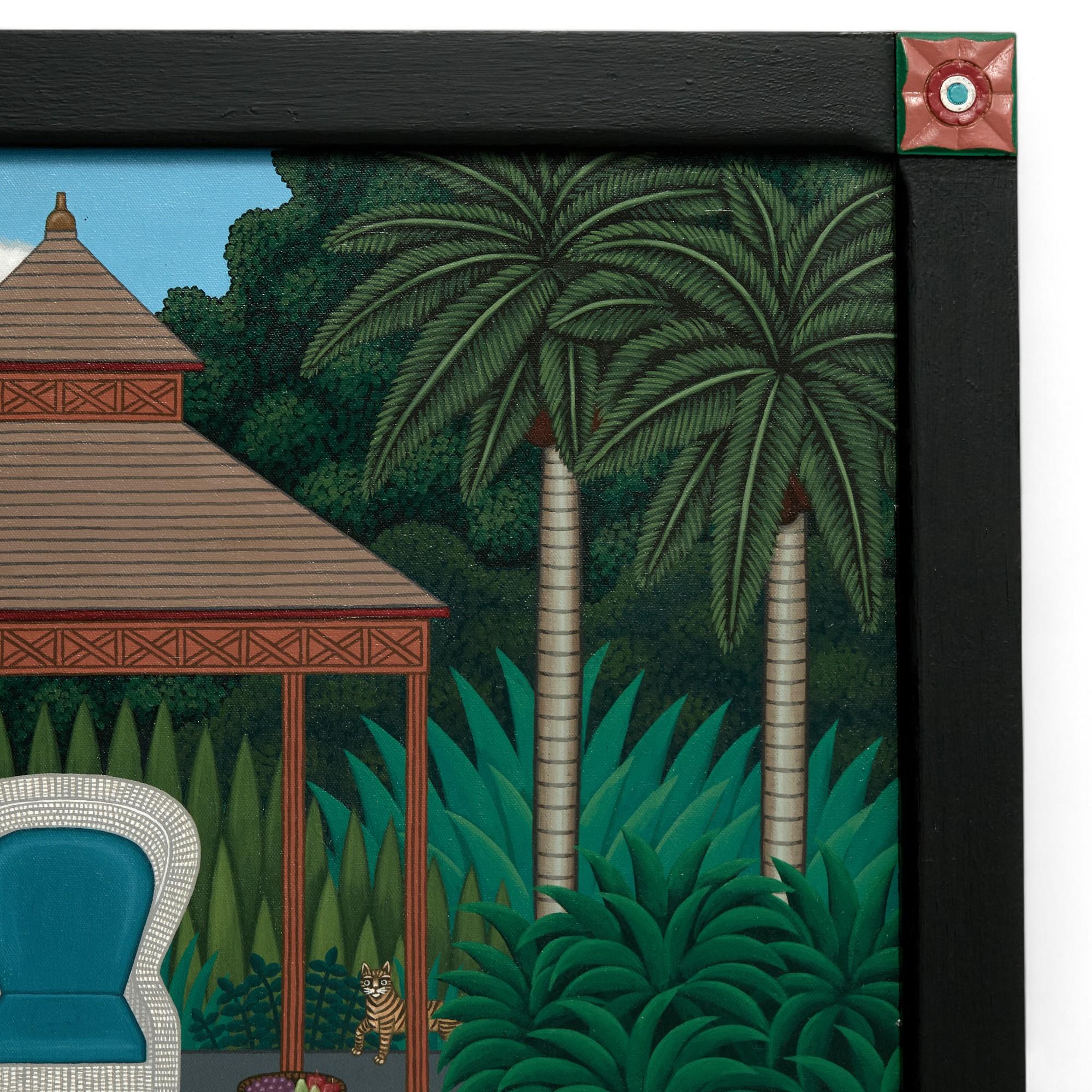 Modernistisches Gemälde eines tropischen Gartens von Shigeo Okumura im Angebot 3