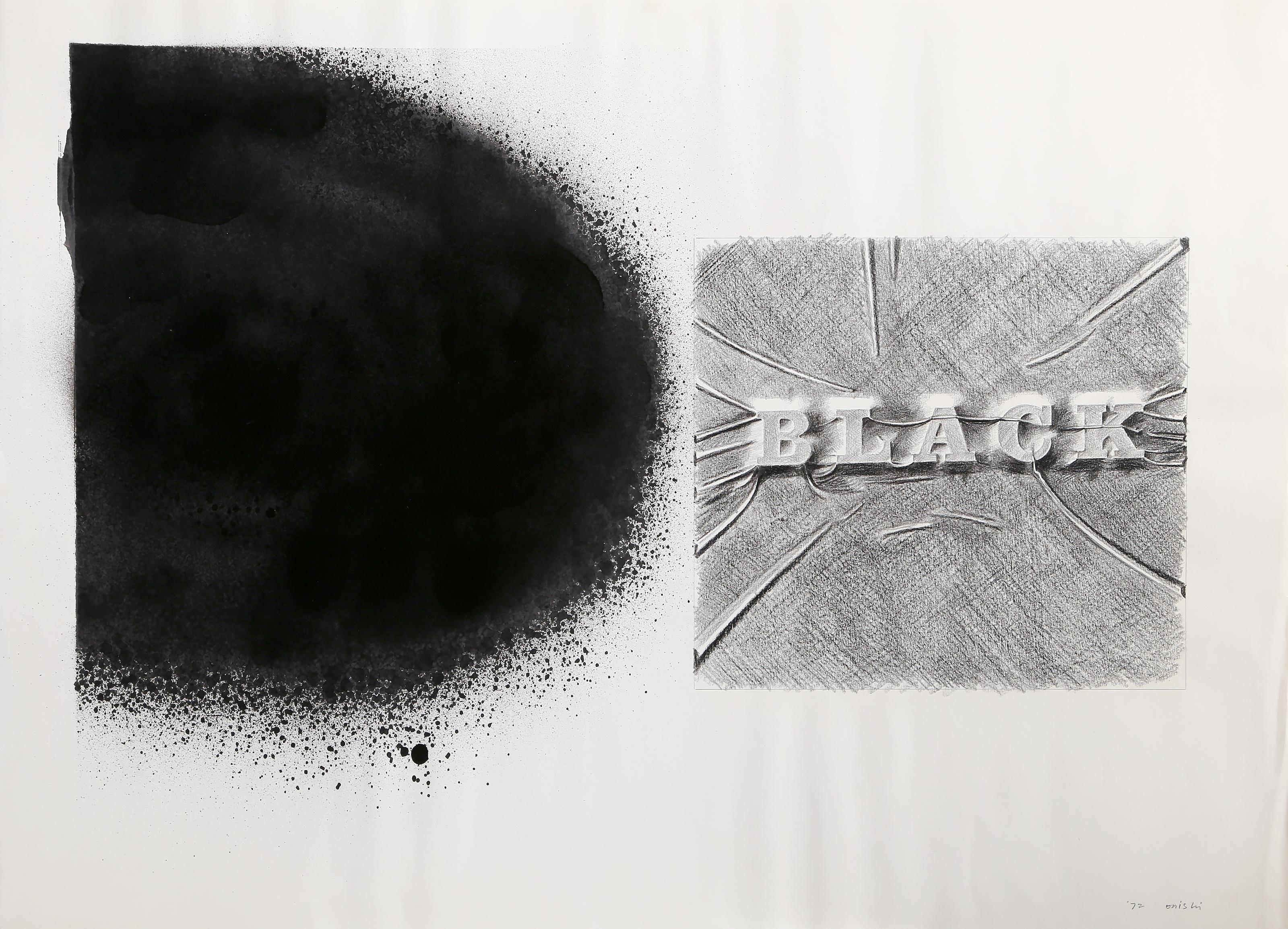 Negro, grafito y aerosol sobre papel de Shigeru Onishi en venta 3