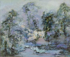 Shikai Guan Impressionist Original Mixed Media "Frost Forest"