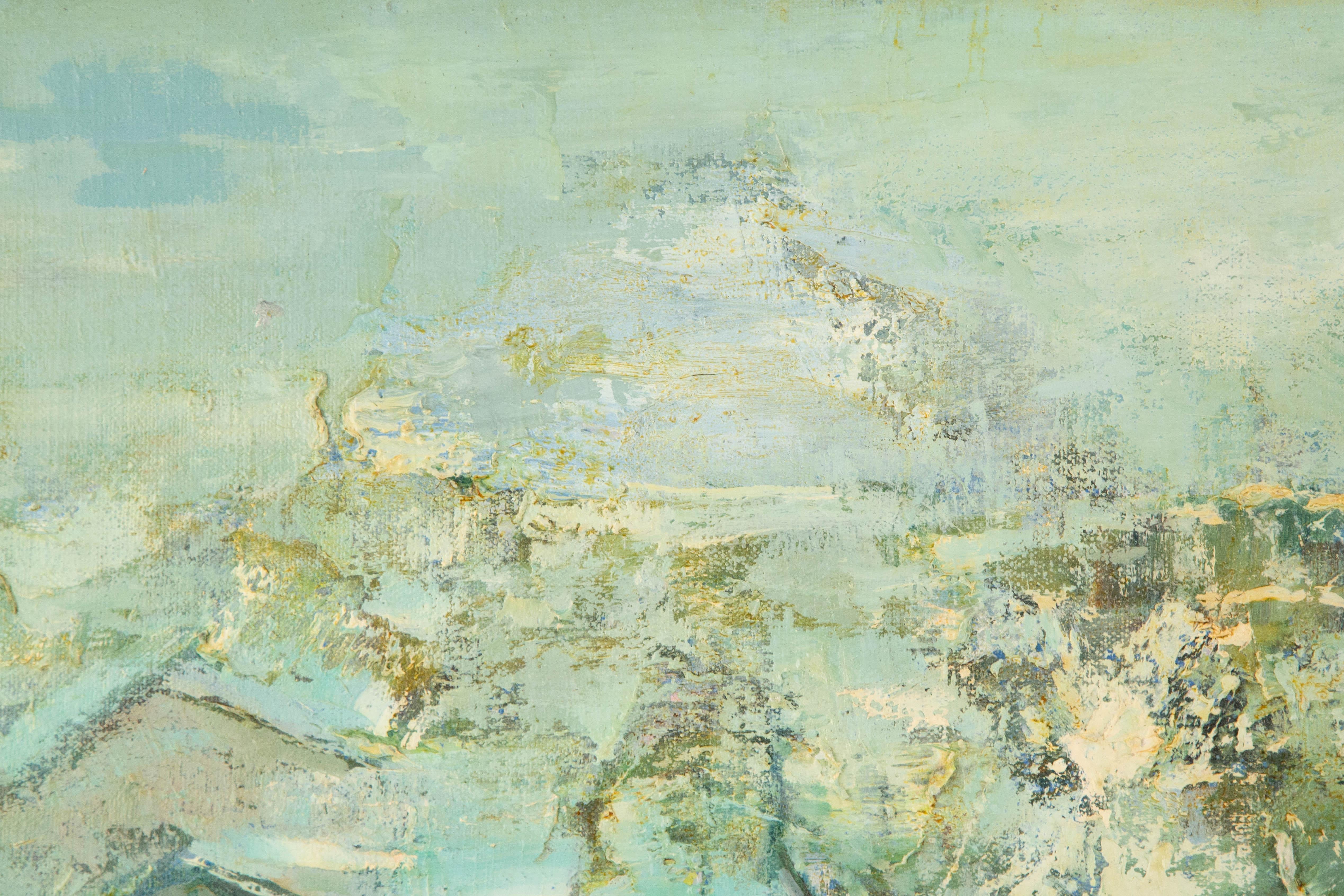 Shikai Guan Impressionistisches Original Ölgemälde auf Leinwand „Snowy Lakeside“ von Shikai Guan im Angebot 1
