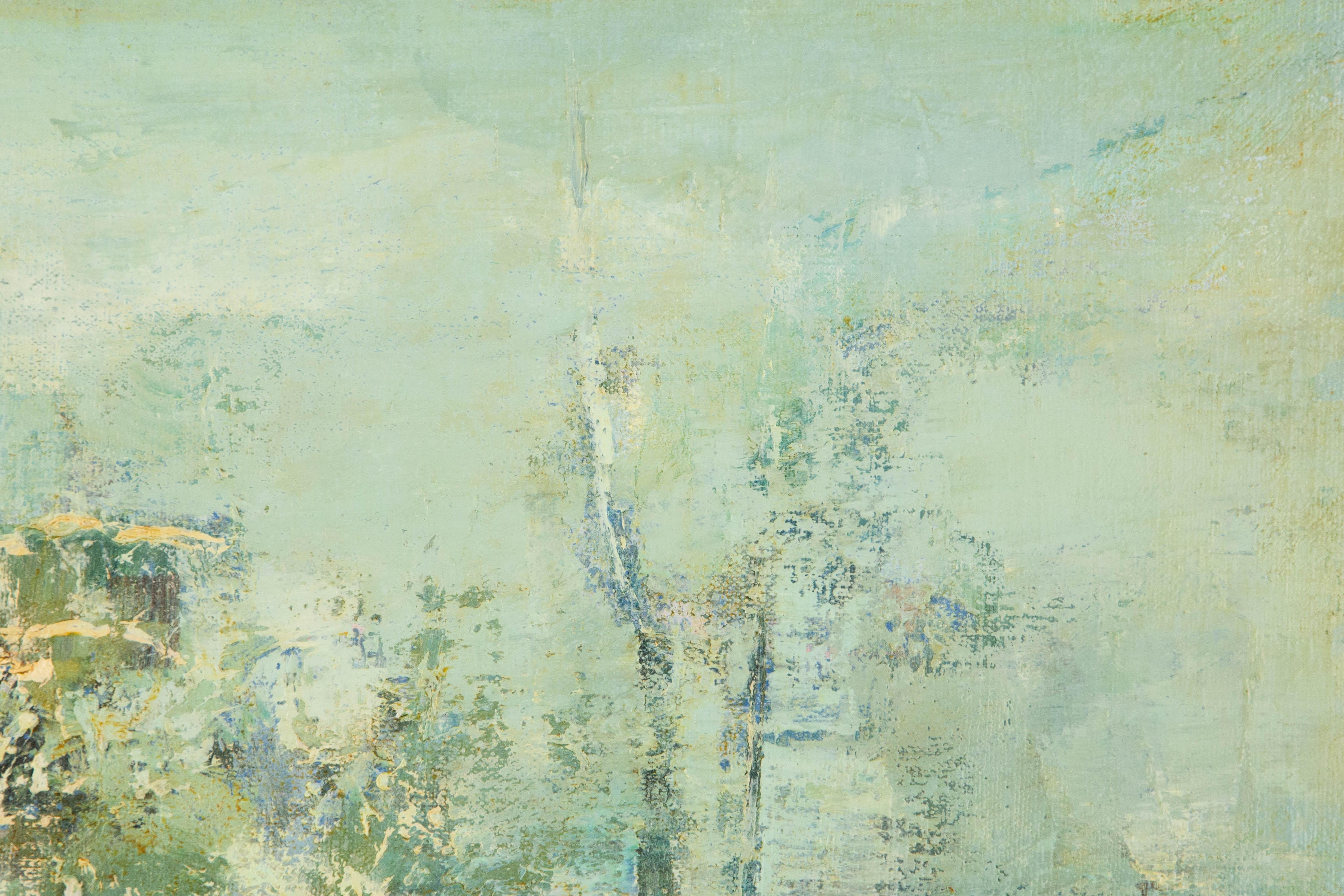 Shikai Guan Impressionistisches Original Ölgemälde auf Leinwand „Snowy Lakeside“ von Shikai Guan im Angebot 3