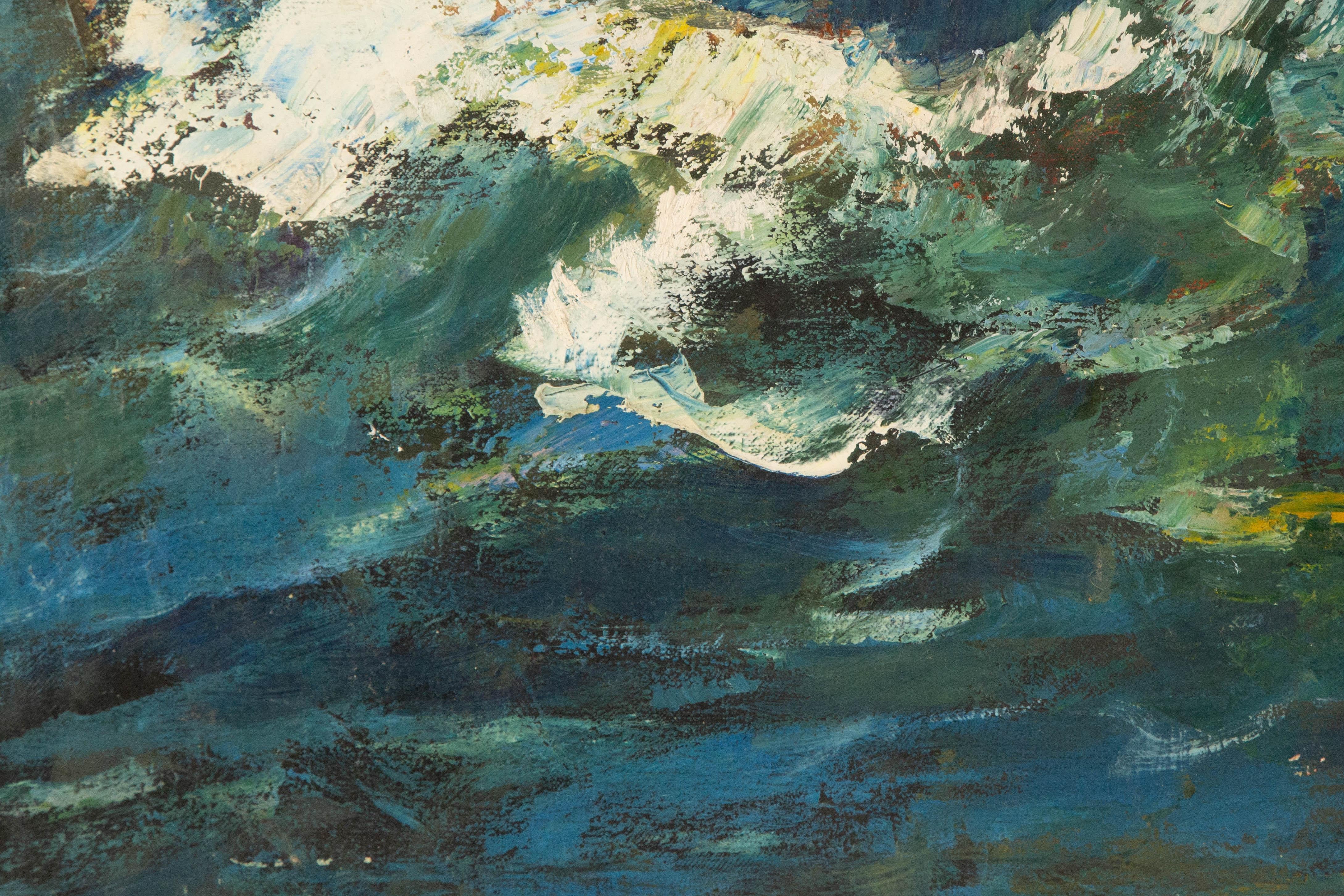 Shikai Guan Wasserlandschaft Original Öl auf Leinwand „Waves“ im Angebot 2
