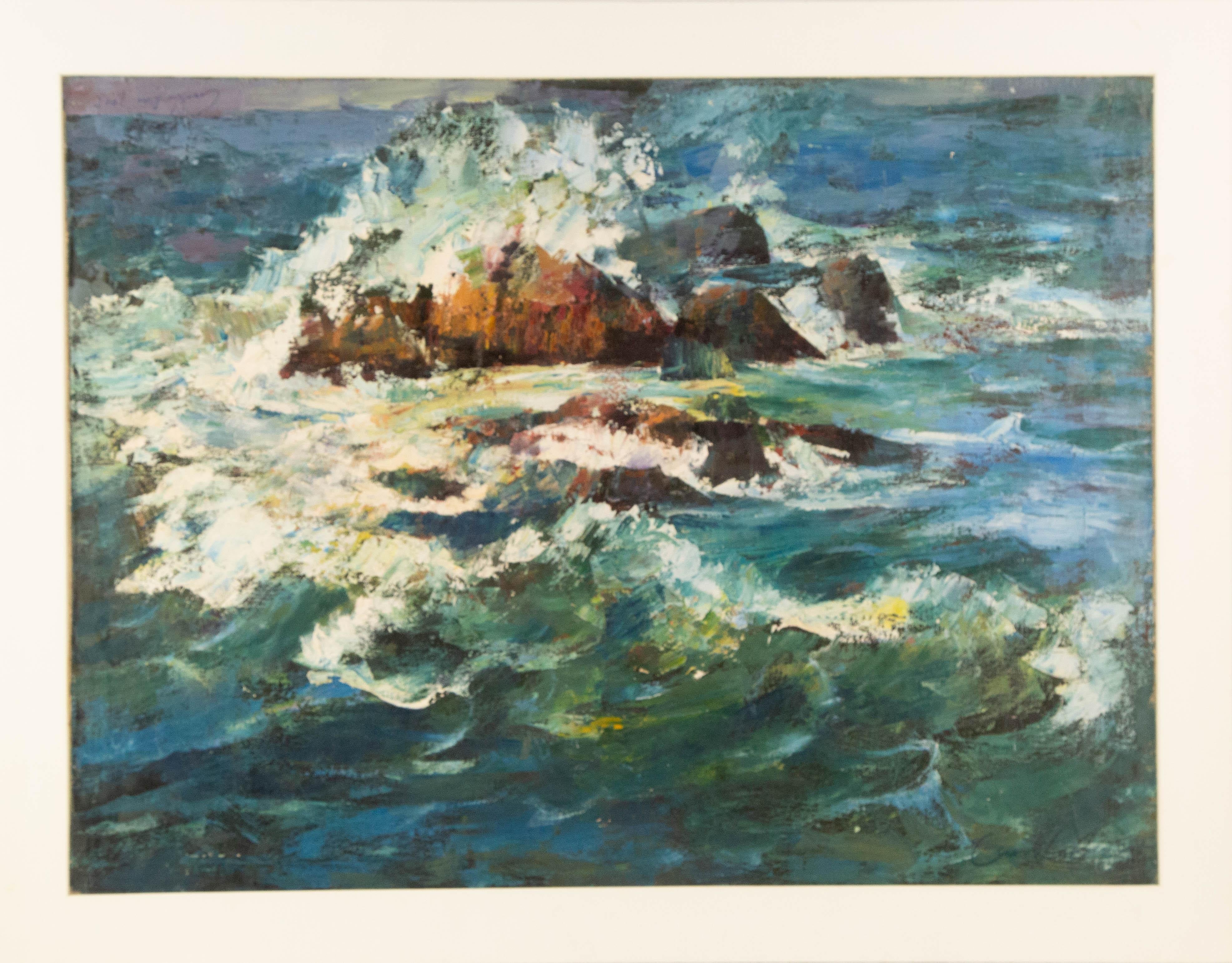 Shikai Guan Wasserlandschaft Original Öl auf Leinwand „Waves“ im Angebot 8