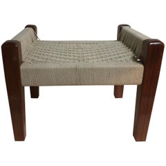 Shikari French Polished Teak & Rope Bench by Michael D’Souza