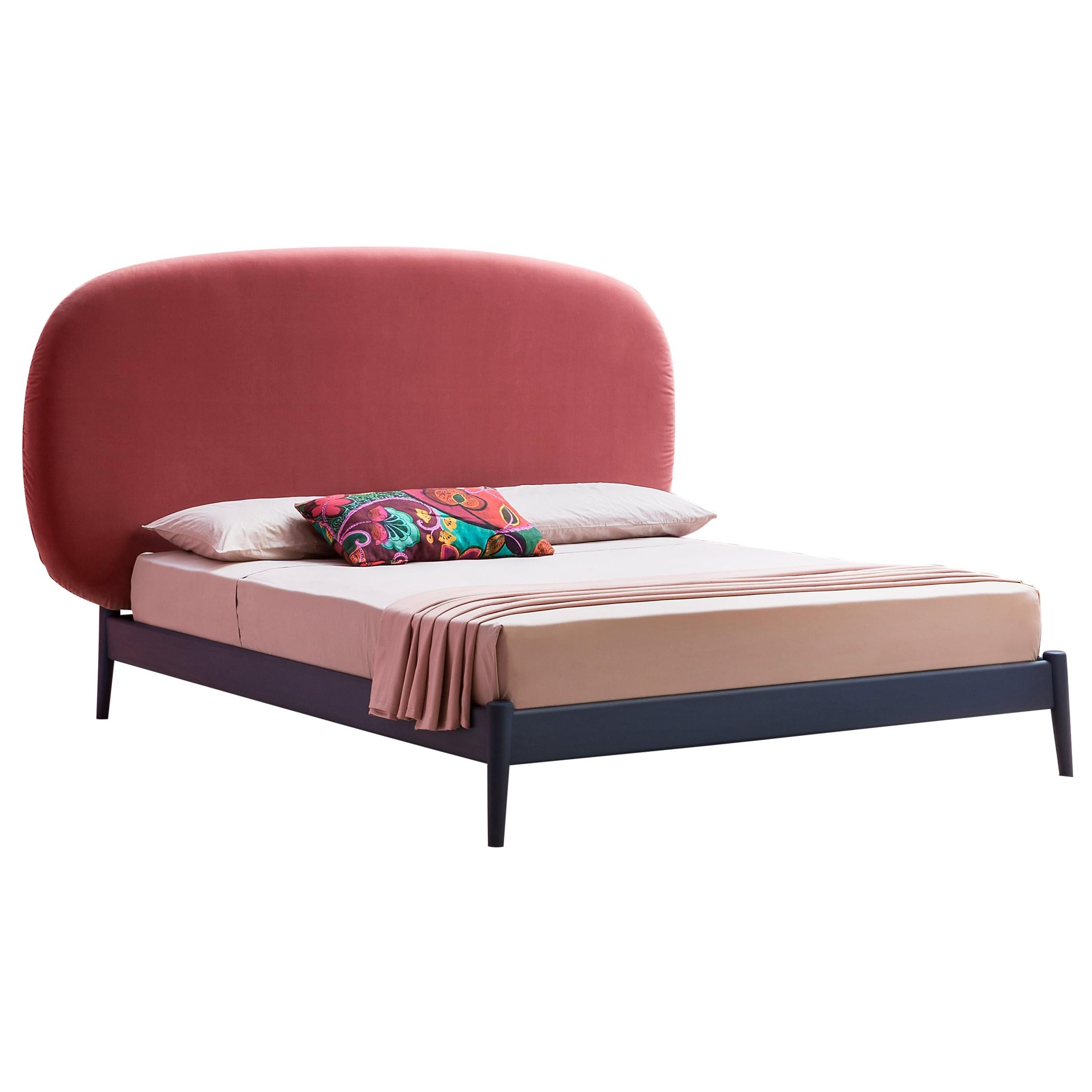 Shiko Wonder Bed in Black Wood Frame and Upholstered Headboard - for