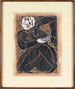 "Femme 5" xilografía figurativa  sobre papel de arroz