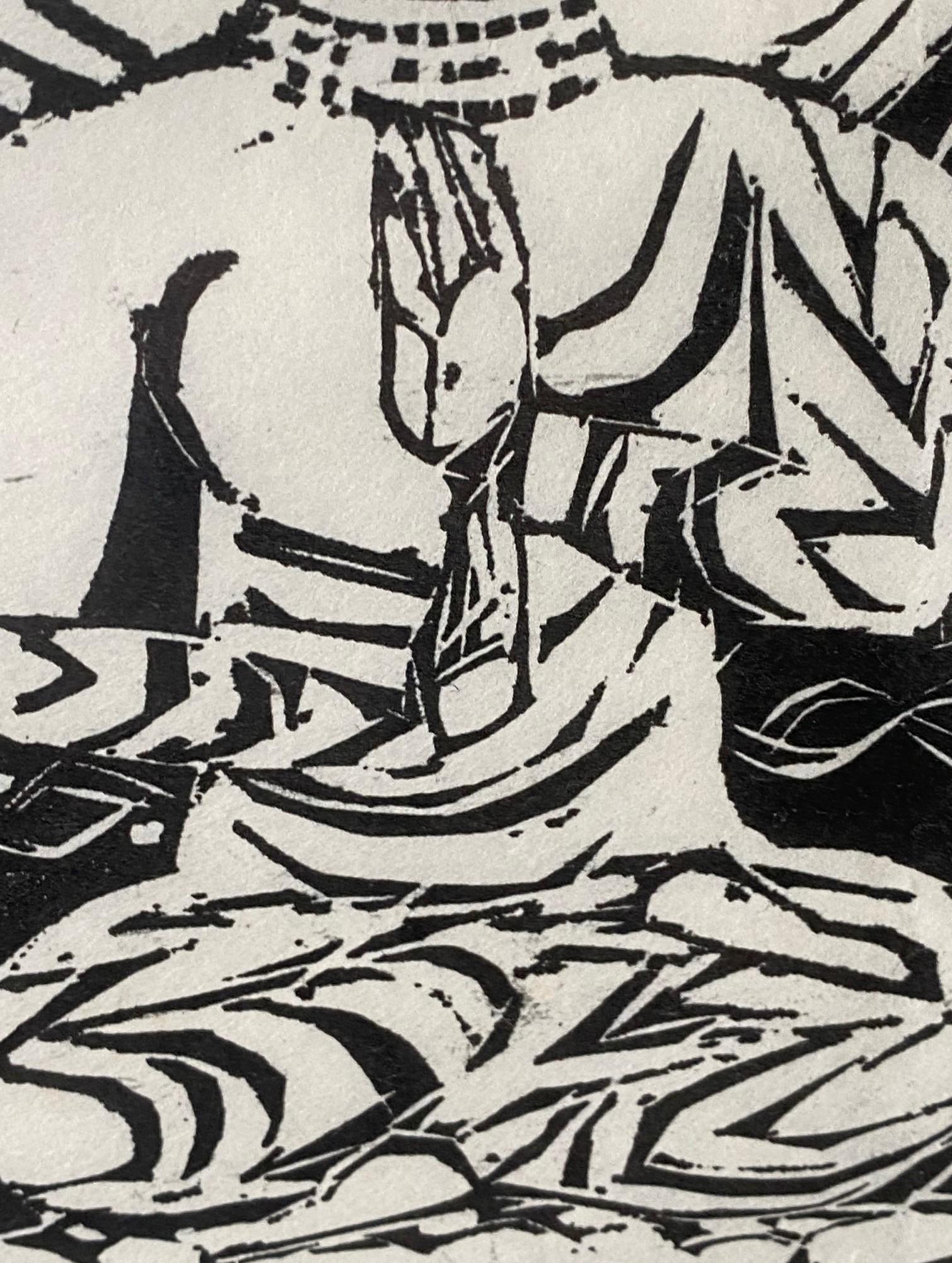 Shiko Munakata FirmadoImpresión xilográfica japonesa de tres budas Shaka No Saku en venta 7