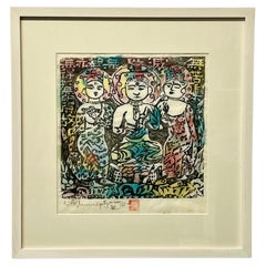 Shiko Munakata "Tres budas" xilografía 1957, Japón