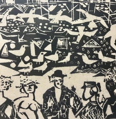 Shiko Munakata Woodblock "Marriage" Japan, circa 1960s