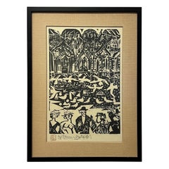 Shiko Munakata Blocco di legno "Matrimonio" Giappone 1960 ca.
