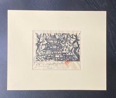 Shiko 'Shikou' Munakata Signed Japanese Mingei Woodblock Print Hirosaki Castle