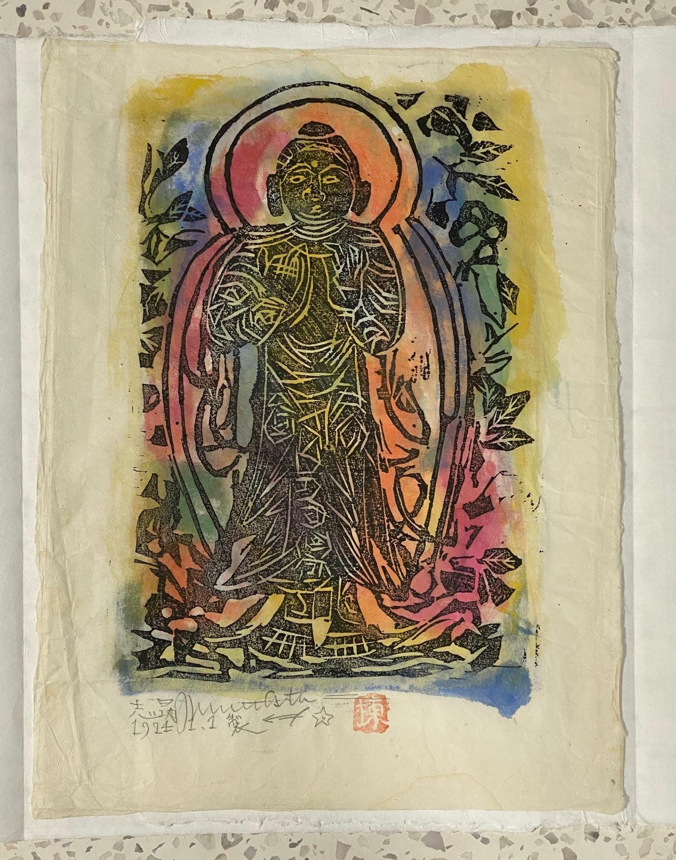 Shiko Shikou Munakata Signed Japanese Woodblock Buddha Bodhisattva Print  For Sale 13