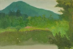 ShiLian Liu Landscape Original Oil On Canvas "Small Pond Under The Mountain"