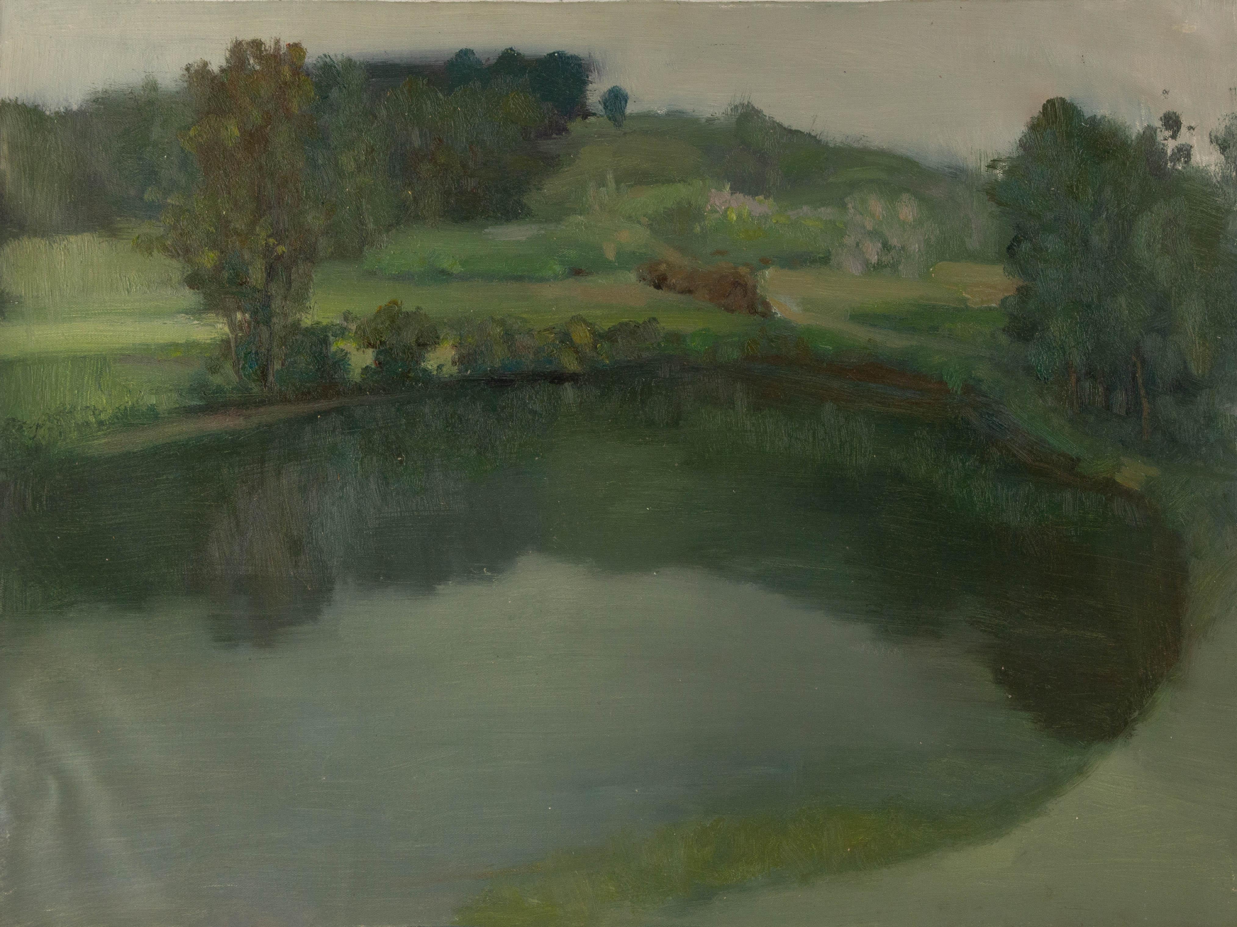 Shilian Liu Landscape Original Oil On Canvas "The Lake"