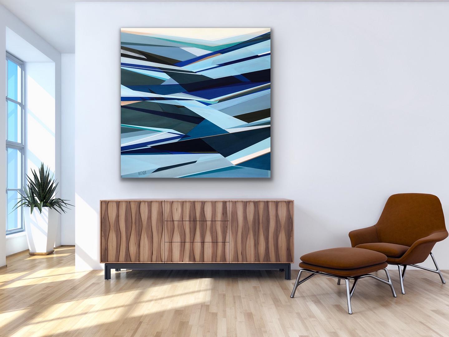 'Fathomless' Large contemporary abstract geometric painting - Abstract Geometric Painting by Shilo Ratner