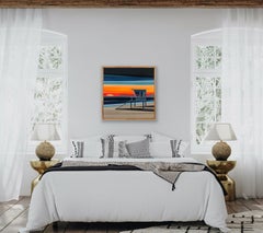 "Lifeguard Station, " Abstract Geometric Coastal Painting