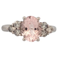 Shiloh  14k White Gold Ring with 1.7 ct Oval Morganite & .39 ctw Diamonds