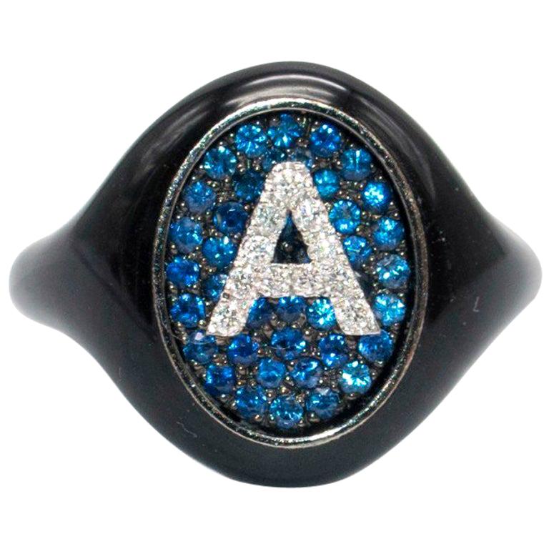 Shima Azman Black 'A' Signet Ring