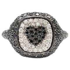 Shima Azman Black Diamond Heart Signet Ring, Made to Order