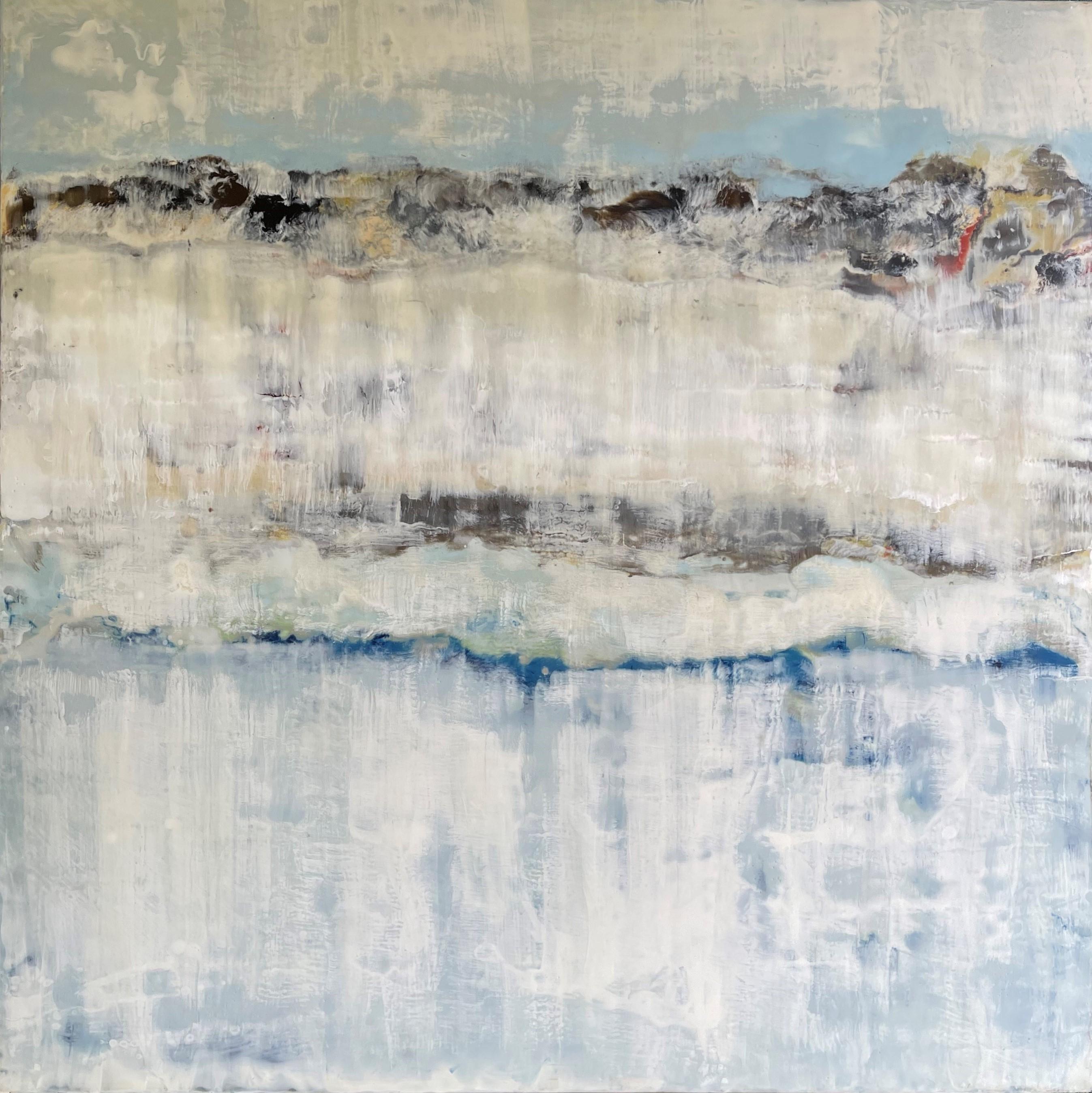 Shima Shanti Landscape Painting - "Looking for Self Out There" Abstract Impressionistic Encaustic Painting 2024 