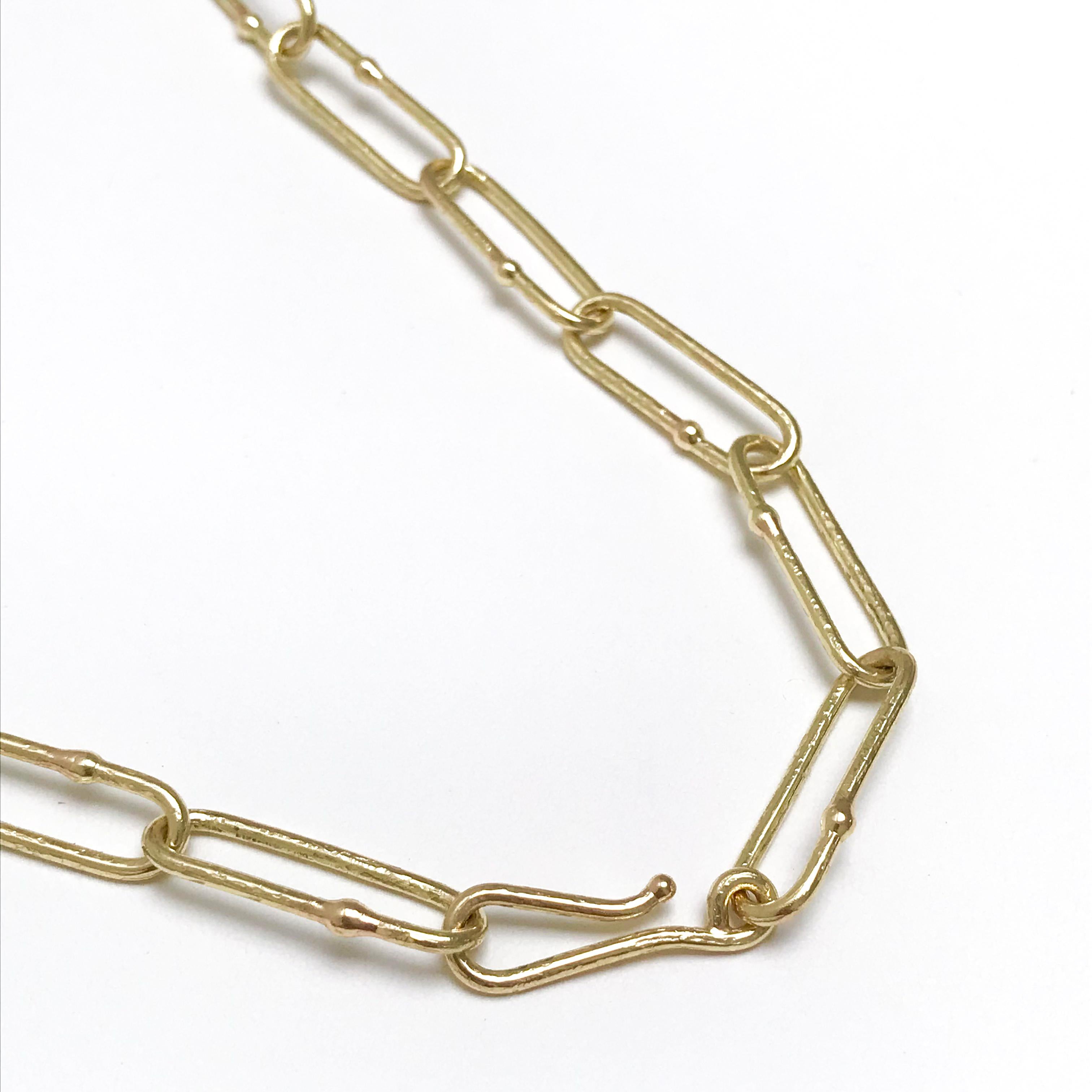 Contemporary Shimmer Long Link Choker in 18k Yellow Gold For Sale