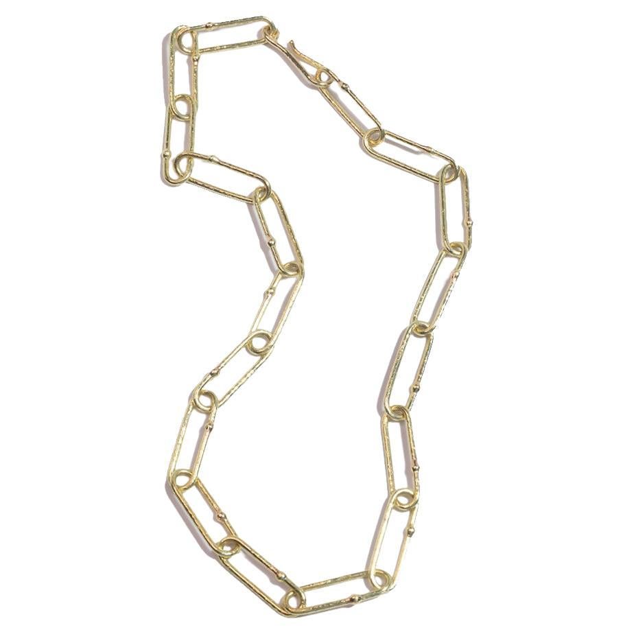 Shimmer Long Link Choker in 18k Yellow Gold For Sale
