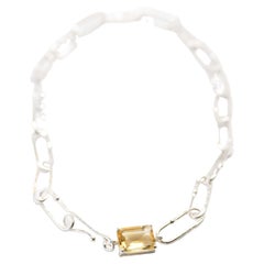 Shimmer Long Link Choker with Citrine in Sterling Silver