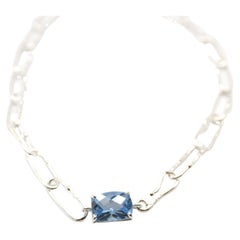 Shimmer Long Link Choker with Spinel Quartz in Sterling Silver