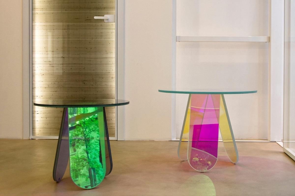 Vetro Tavolino rotondo Shimmer SHI02 di Patricia Urquiala per Glas Italia in vendita