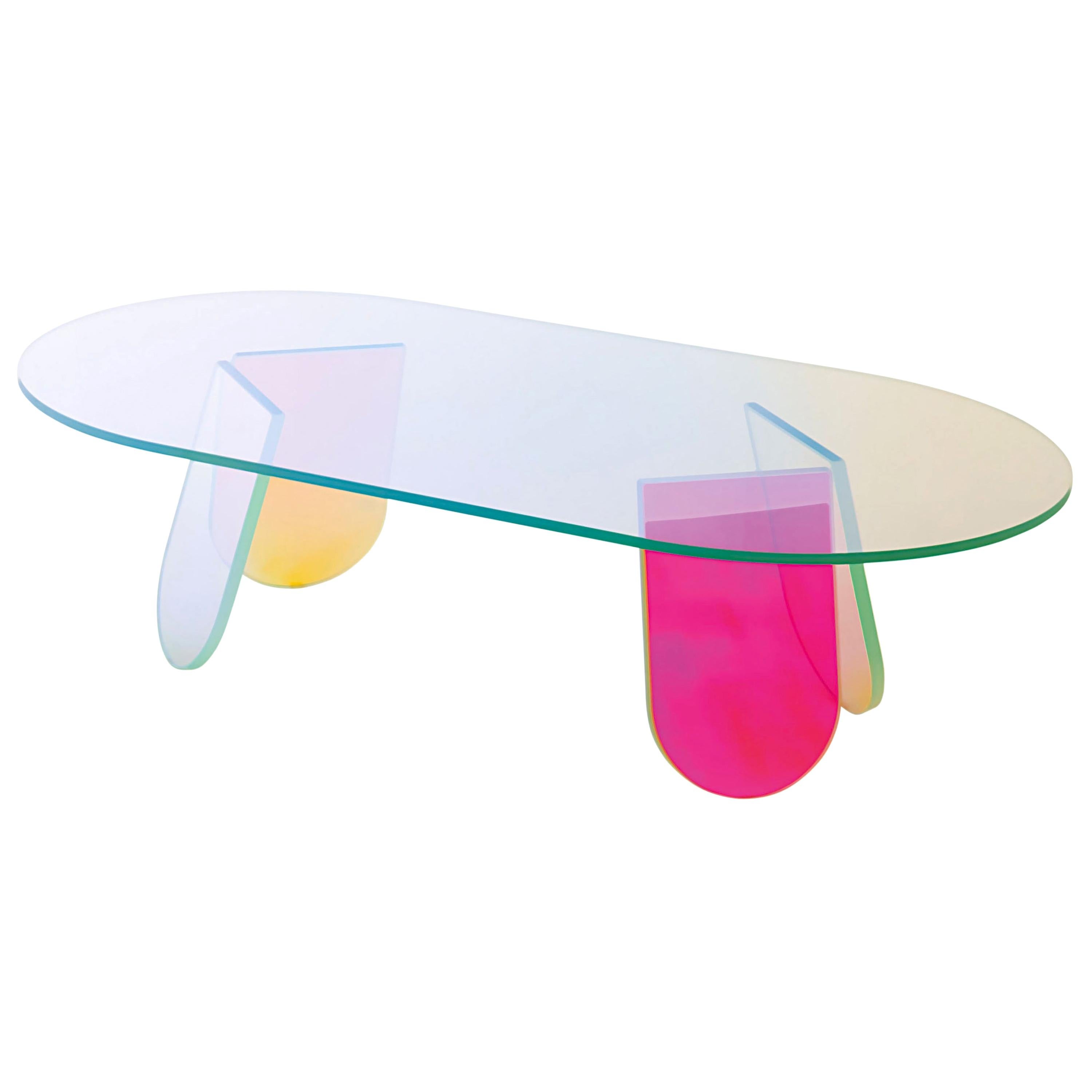 Schimmernder ovaler niedriger Tisch, von Patricia Urquiola für Glas Italia IN STOCK