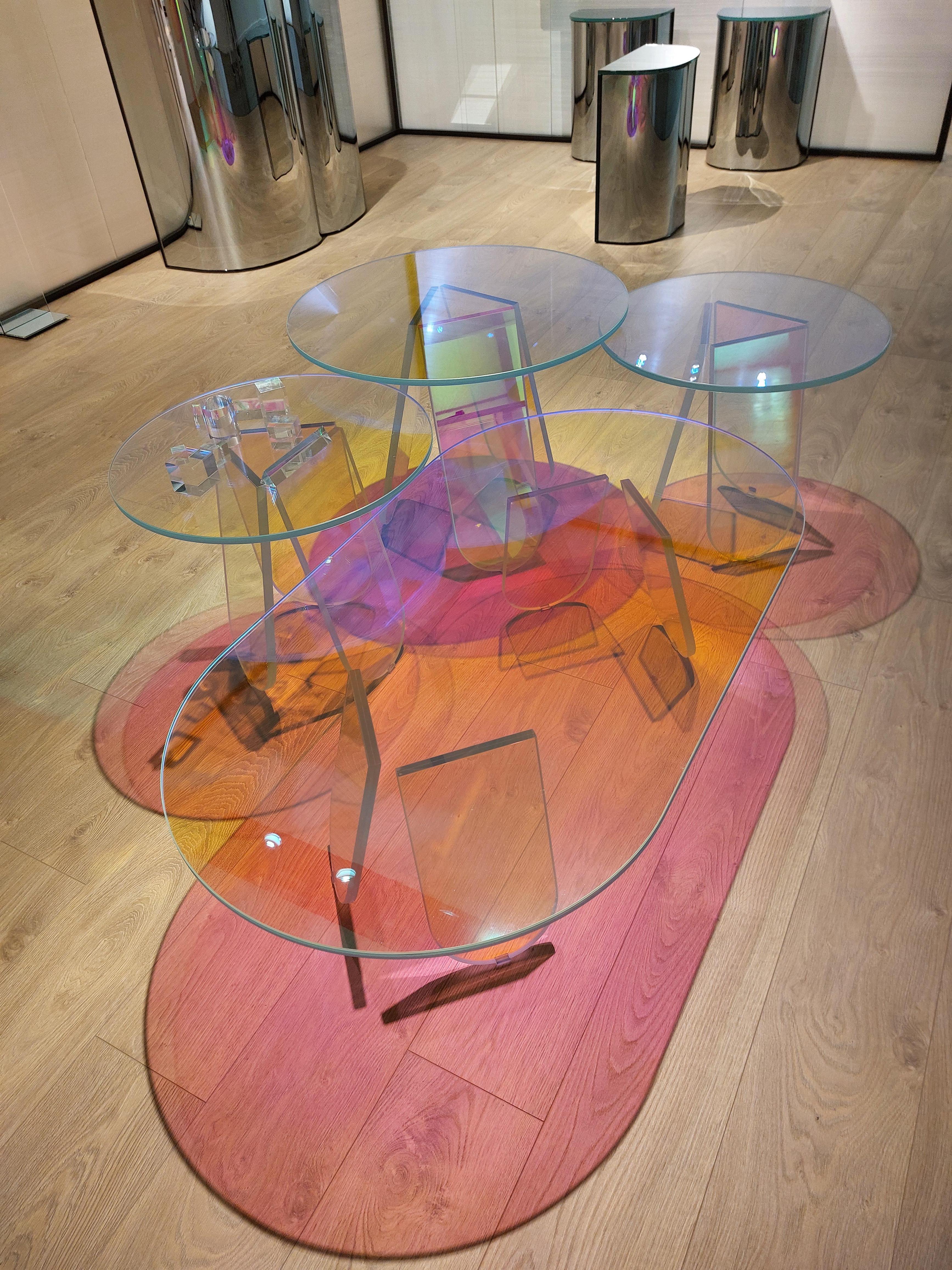 Laminated Shimmer Small Oval Low Table, by Patricia Urquiola for Glas Italia IN STOCK For Sale