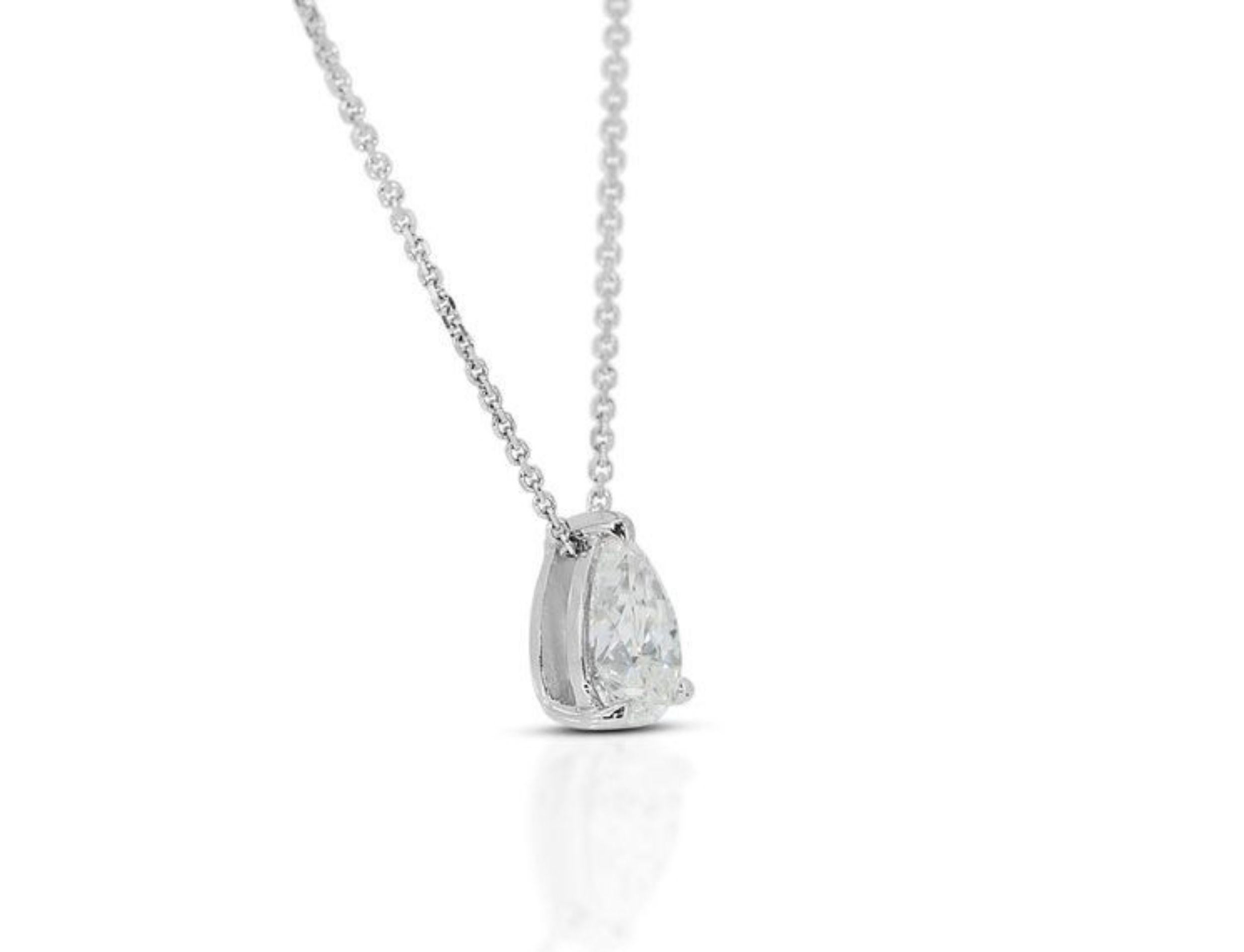 Pear Cut Shimmering 0.70ct Pear Brilliant Diamond Necklace in 18K White Gold For Sale