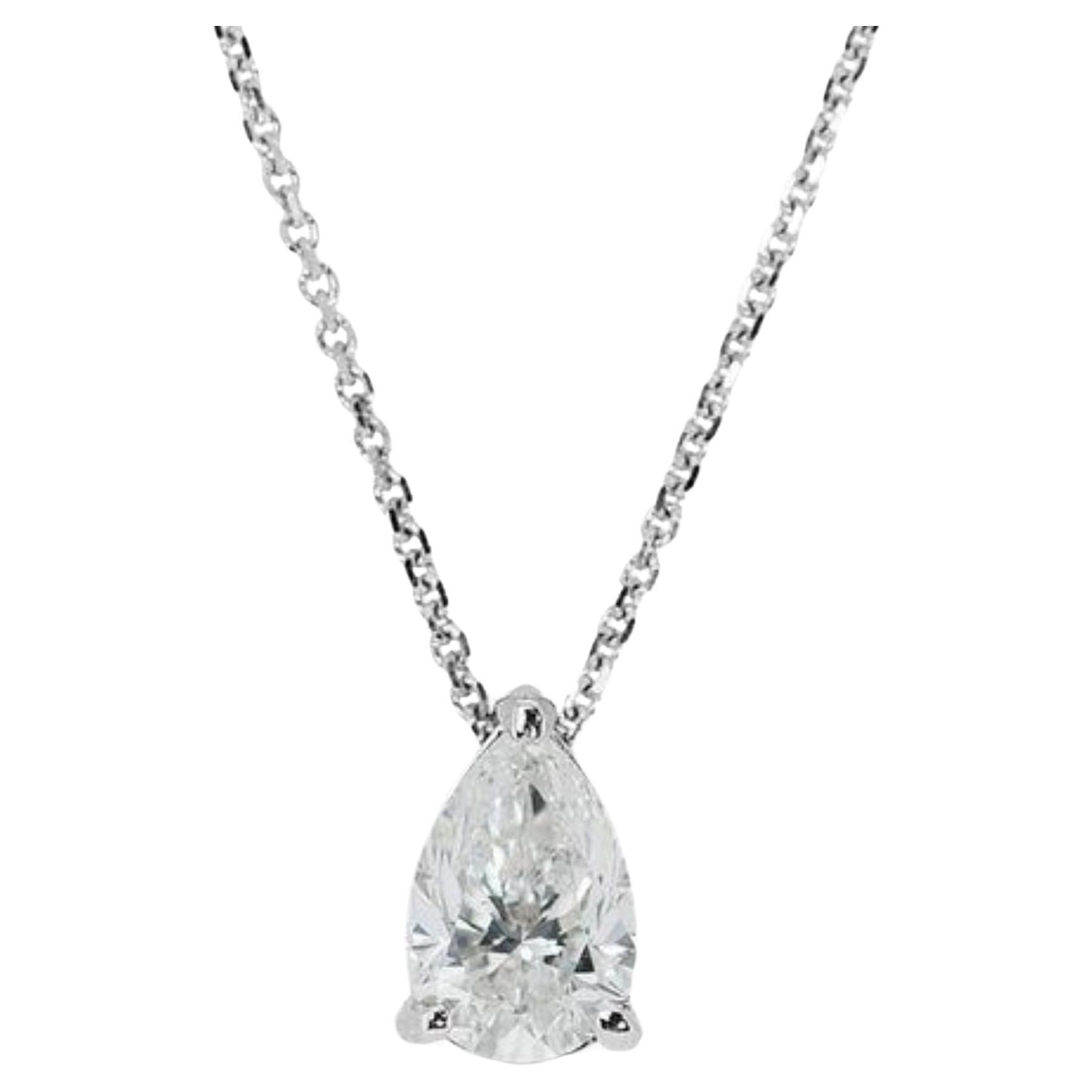 Shimmering 0.70ct Pear Brilliant Diamond Necklace in 18K White Gold For Sale