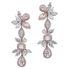 Shimmering 18 Karat Pink Gold and Diamond Earrings