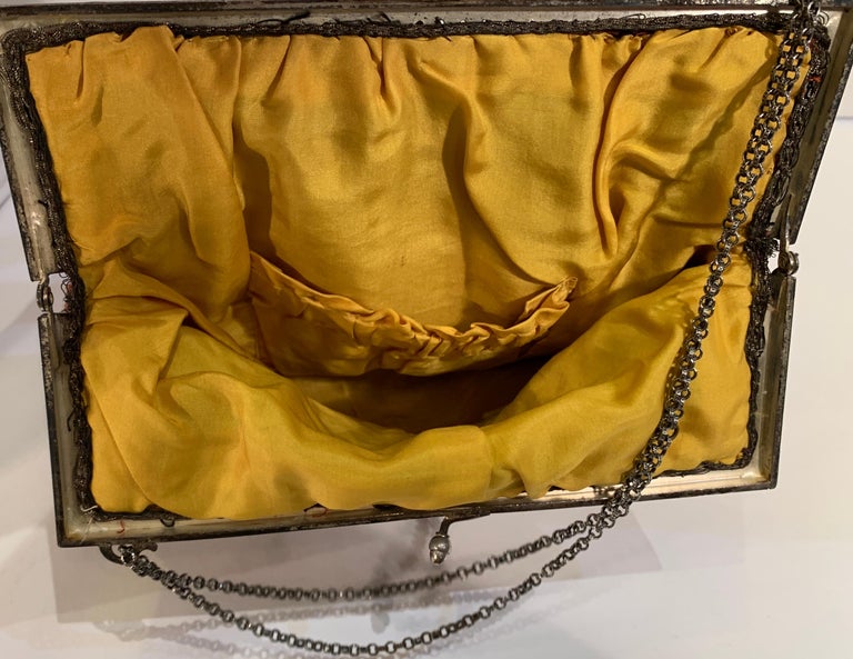 Women's Shimmering Antique Art Deco 1920s Marcasite Beaded Paisley Flapper Evening Bag For Sale