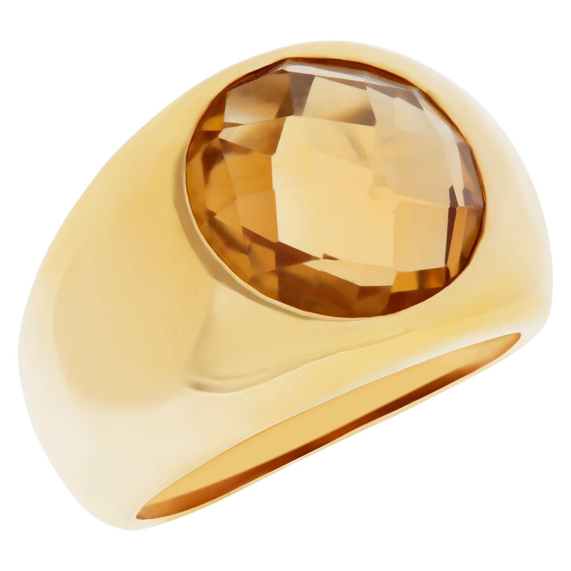 Schimmernder facettierter Citrinring aus 18 Karat Gelbgold. im Zustand „Hervorragend“ in Surfside, FL