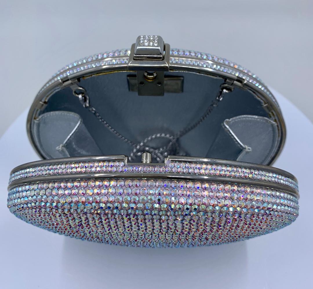 Shimmering Judith Leiber Oval Shaped Opalescent Crystal Miniaudiere Evening Bag 6