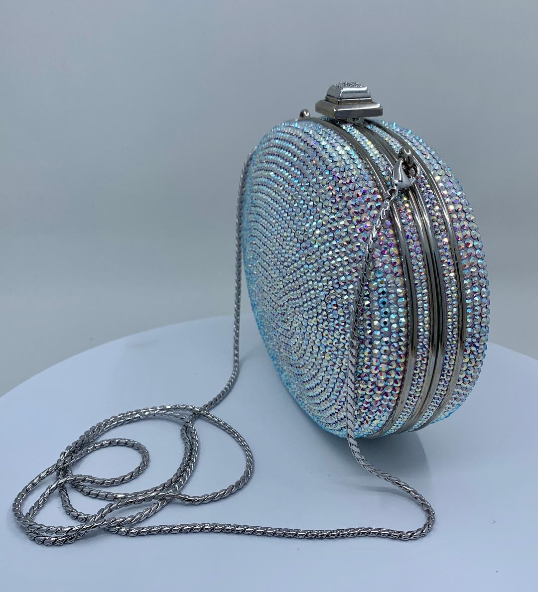 Shimmering Judith Leiber Oval Shaped Opalescent Crystal Miniaudiere Evening Bag 1