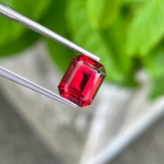 Shimmering Red Rhodolite Garnet 3.35 carats Emerald Cut Gemstone from Madagascar